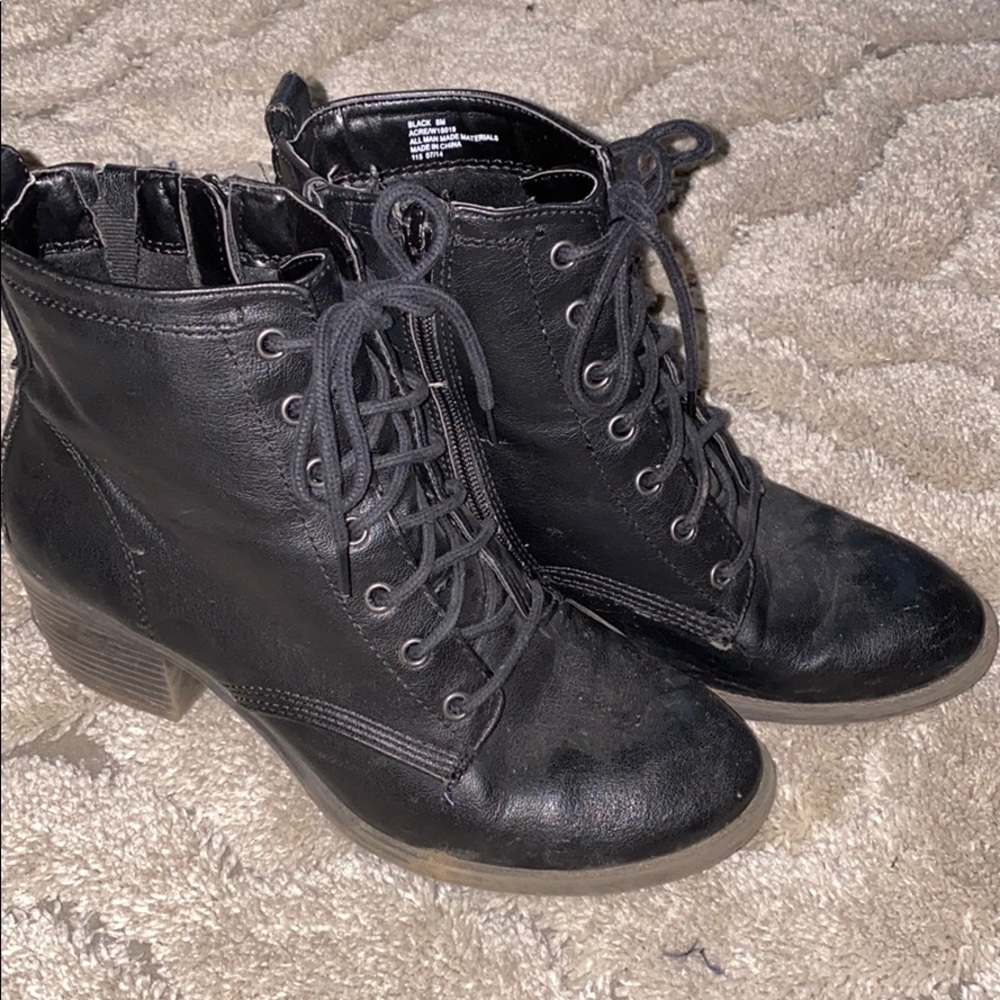 Black heeled/laced combat boots